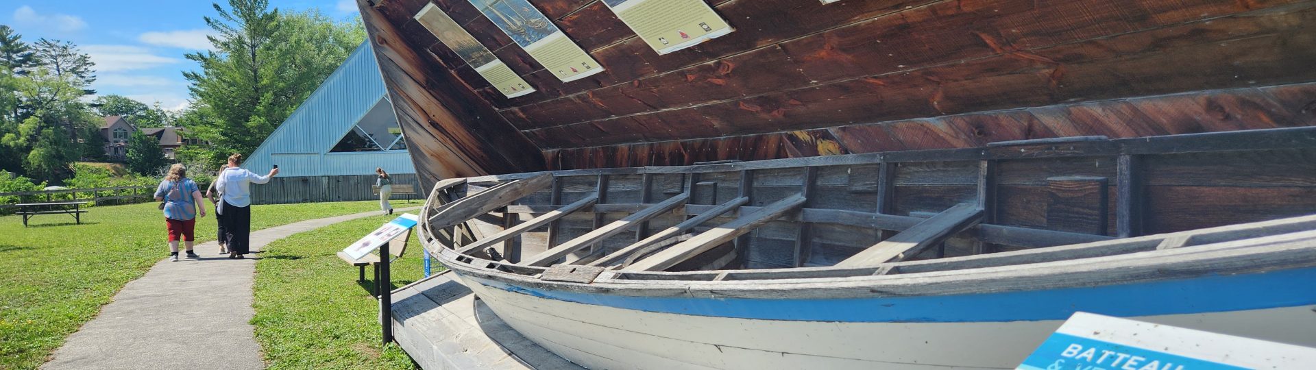 Artwork of a battle from the war of 1812 displayed inside the Nancy Island visitors centre