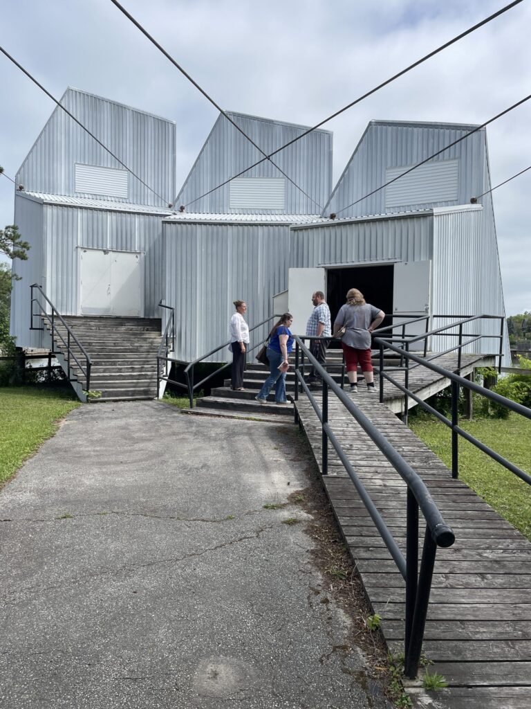 Walkway to the theatre at Nancy Island