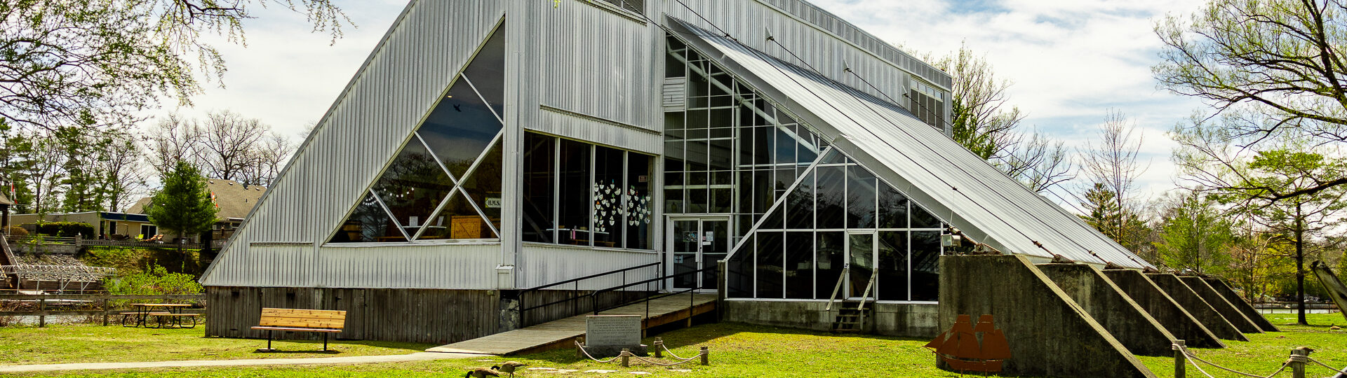 The walkway leading to the back entrance of the museum on Nancy Island